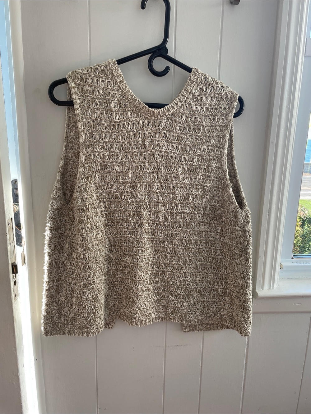 Fat Face Textured Knit Sleeveless Top in Beige/Tan